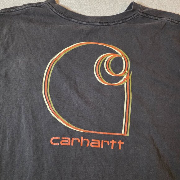 Carhartt T-Shirt Men’s 2XL Relaxed Fit Black Pocket Tee Graphic Back Logo 100% C - Picture 9 of 9